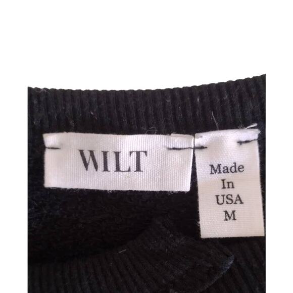 Wilt Pullover Cropped Top Spritzed with Silver Metallic Spray, Black, Sz M - Picture 4 of 5